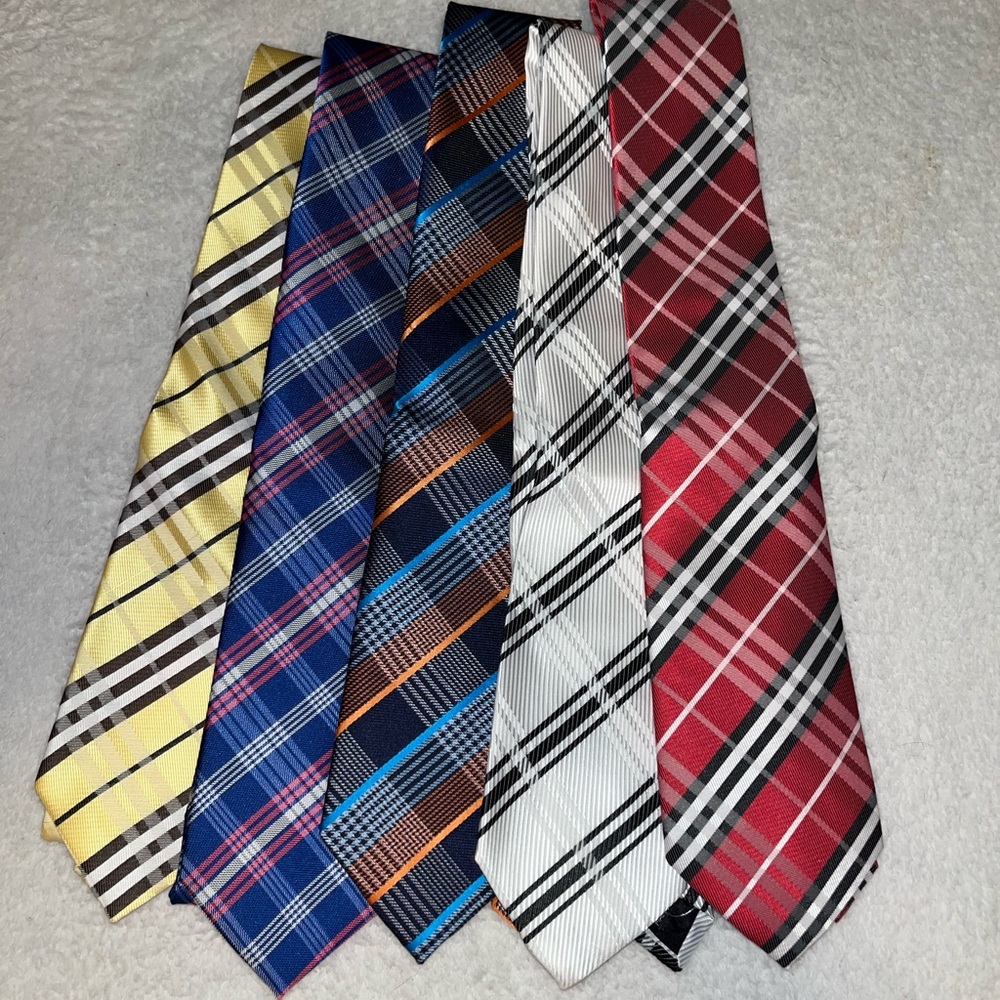 5 Pack Mens Assorted Plaid Extra Long Ties